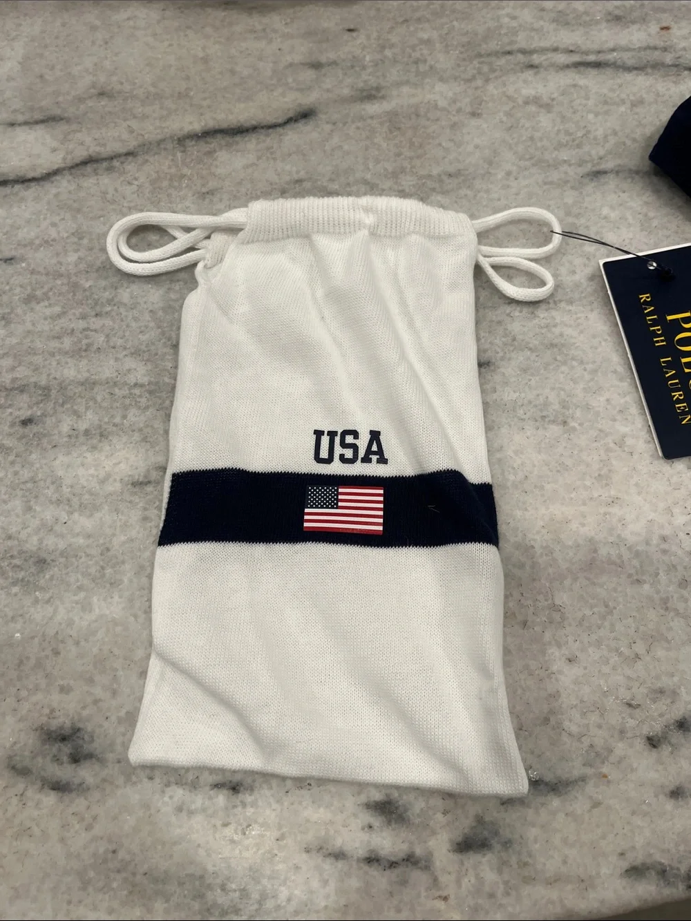 Polo by Ralph Lauren  Navy & White Face Mask Duo with USA Flag Detail